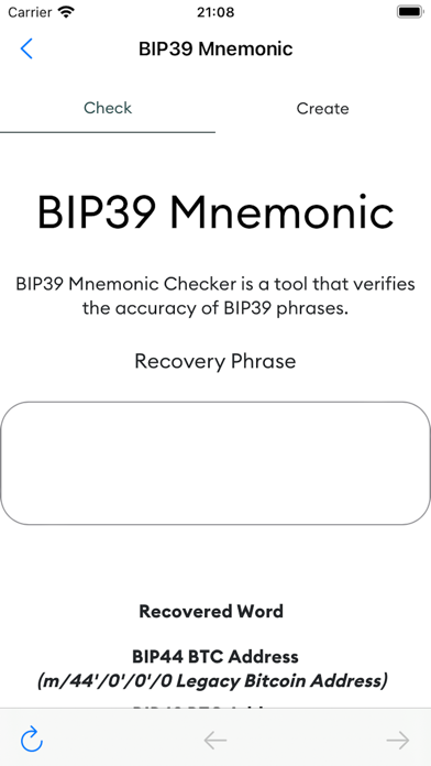 BIP39 Mnemonic Screenshot