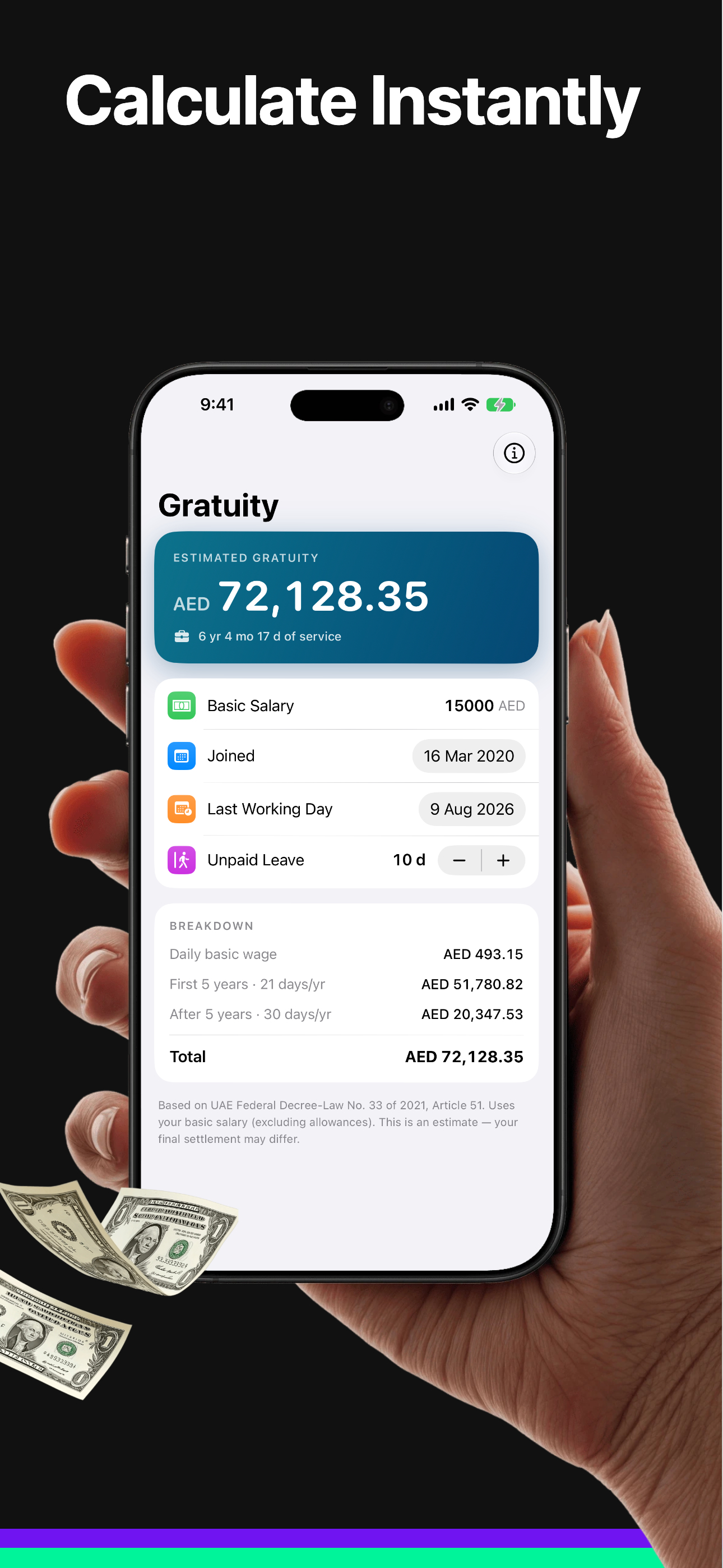 Dubai Gratuity Calculator screenshot 6