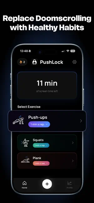 PushLock: Screen Time Control iPhone screenshot 1