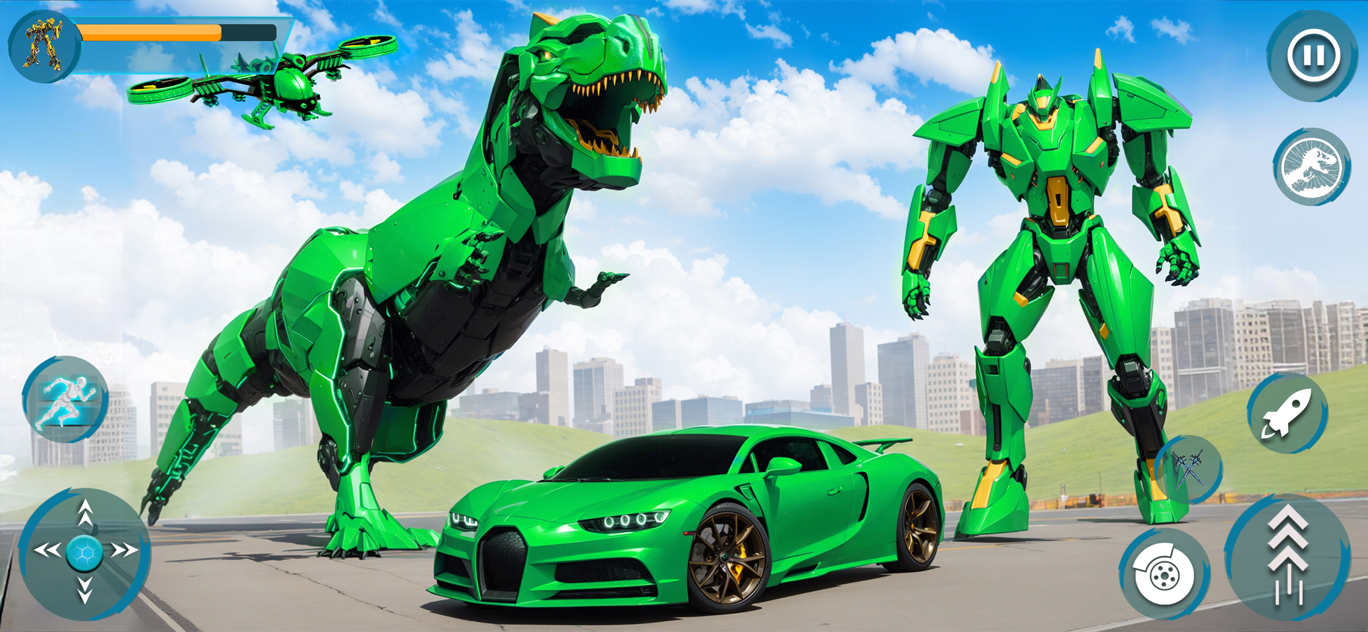 Dino War Robot Car Battle