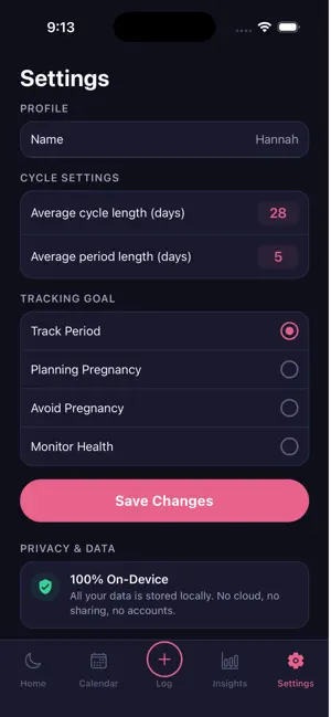Luna: Private Cycle Tracker screenshot 2