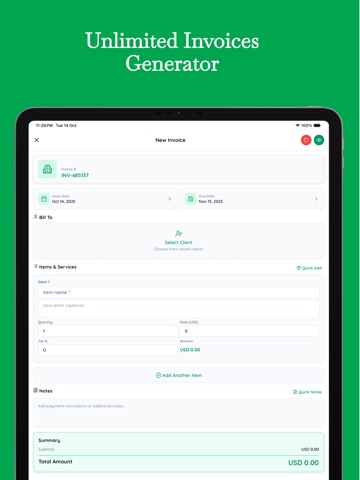 Business Invoice Maker - Quick iPad screenshot