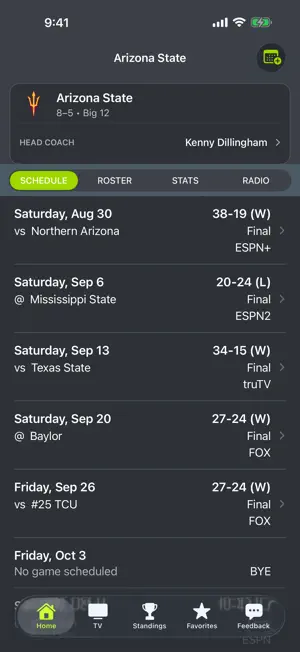 Arizona St Football Schedules screenshot 1