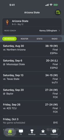 Arizona St Football Schedules app screenshot