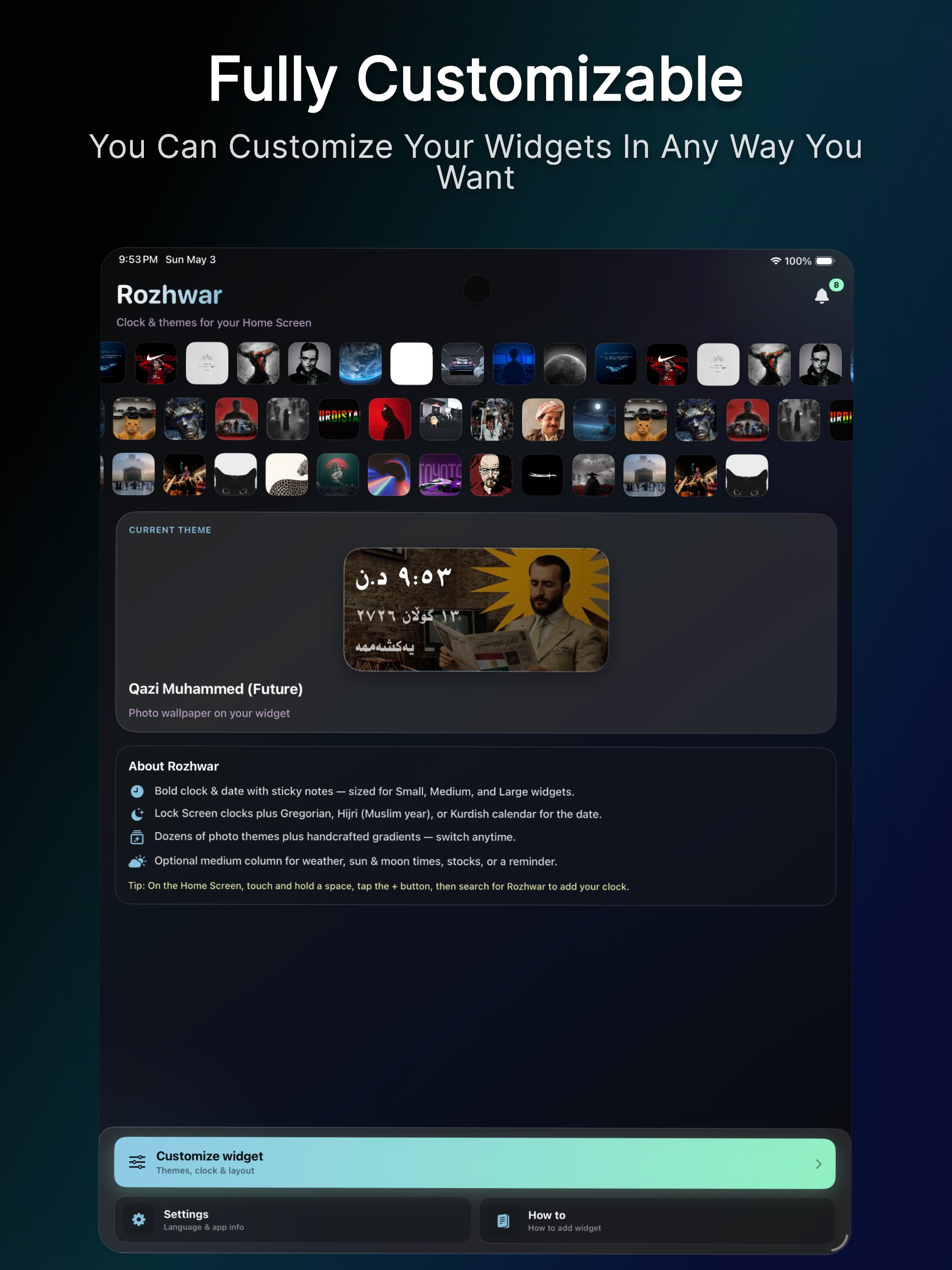 Rozhwar - ڕۆژوەر: Widgets