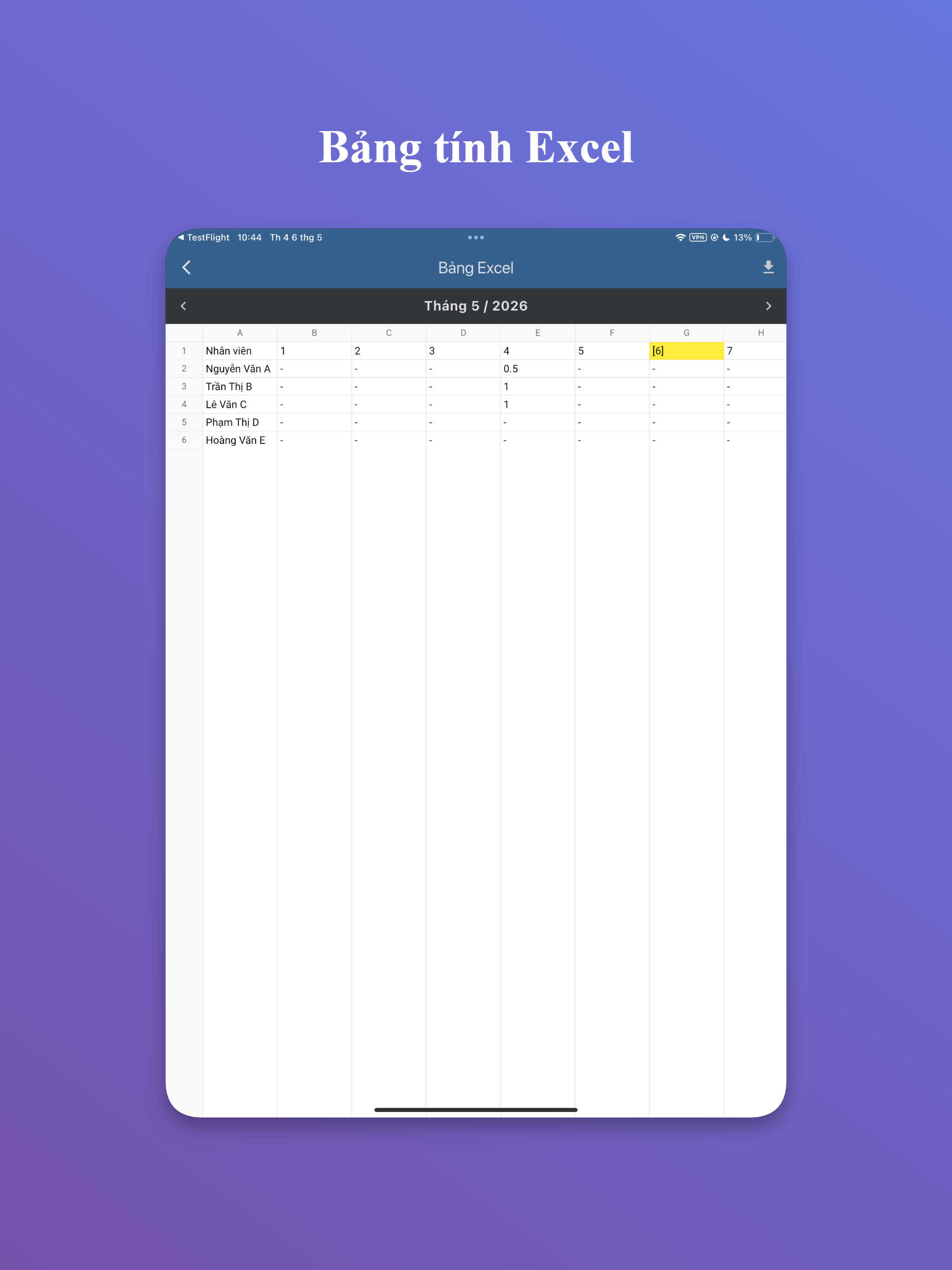 Bảng chấm công+