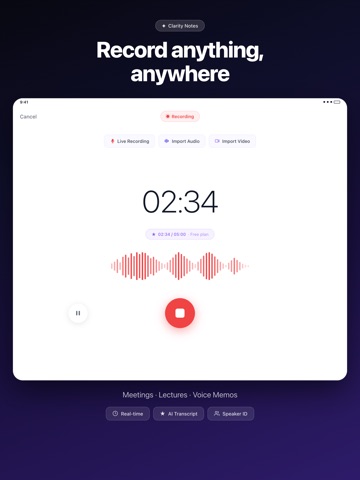 Clarity: Speech to Text iPad screenshot