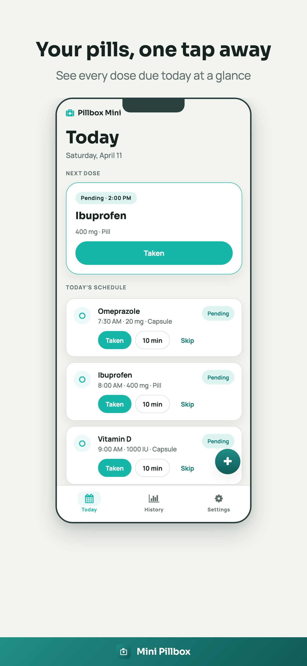 Screenshot 1 of Mini Pillbox: Pill Reminder