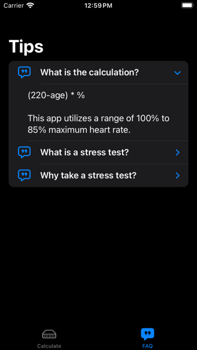 Cardiac Stress Test Calculator Screenshot