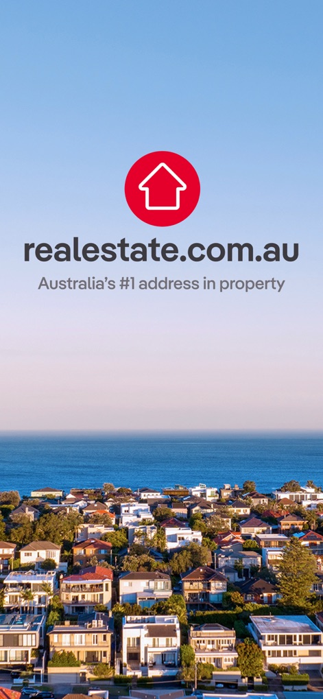 realestate.com.au - Property - 이 앱의 깔끔한 로고와 강력한 태그라인 'Australia's #1 address in property'를 통해 사용자들은 신뢰할 수 있는 부동산 플랫폼을 바로 인지할 수 있습니다.