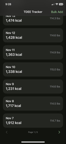 Dynamic TDEE Tracker screenshot