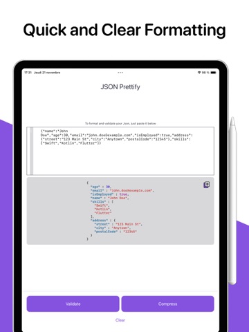 JSON Prettify iPad screenshot