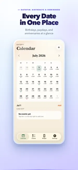 DatePin: Birthdays & Reminders screenshot 1