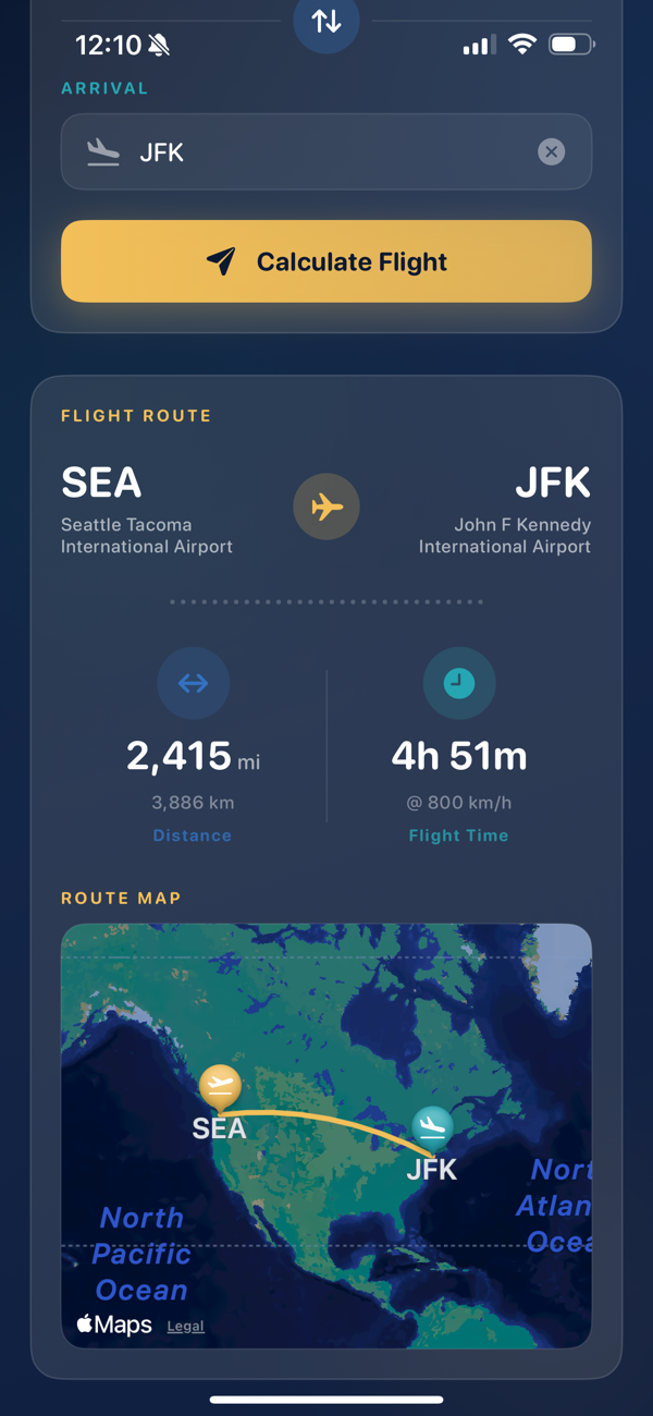 Flight Distances Calculator screenshot 2