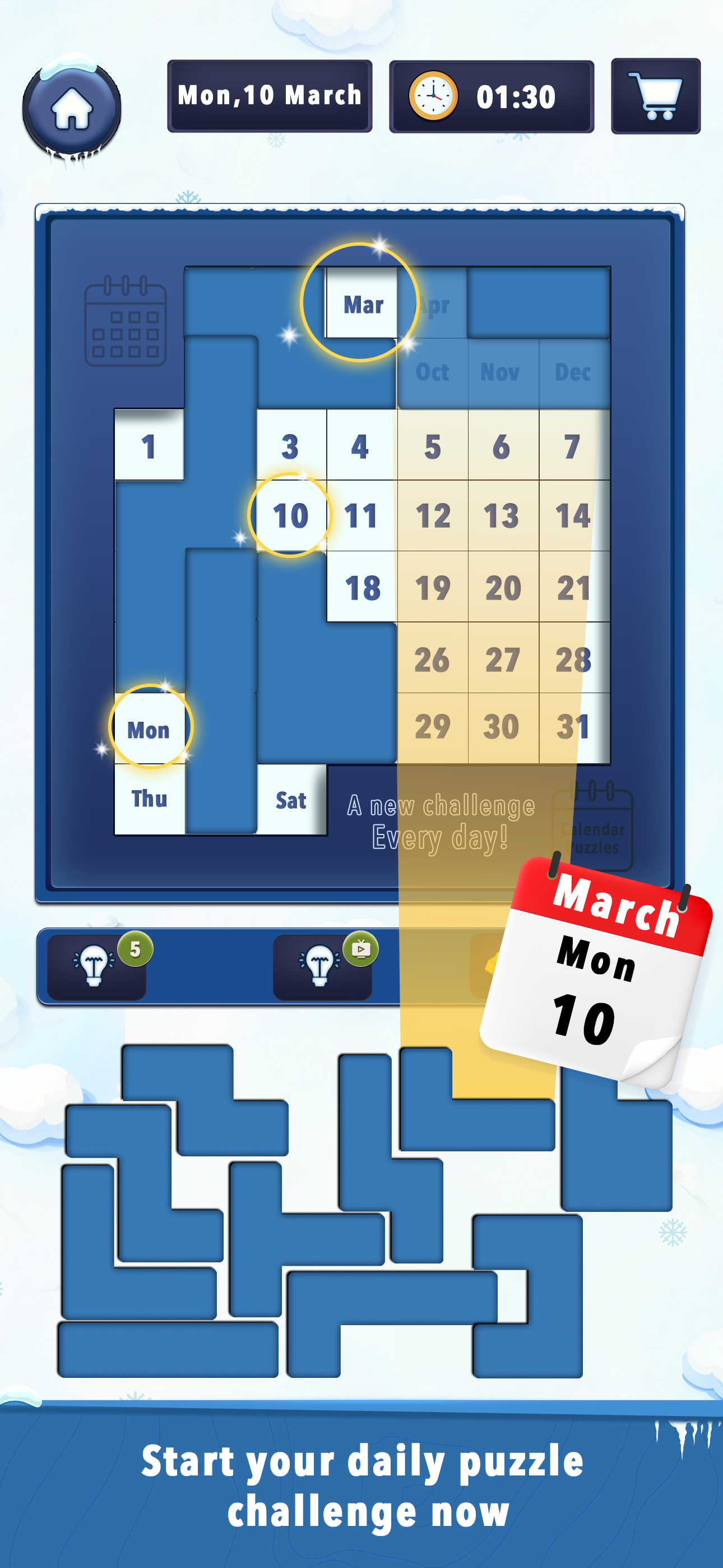 Daily Calendar Puzzle Game