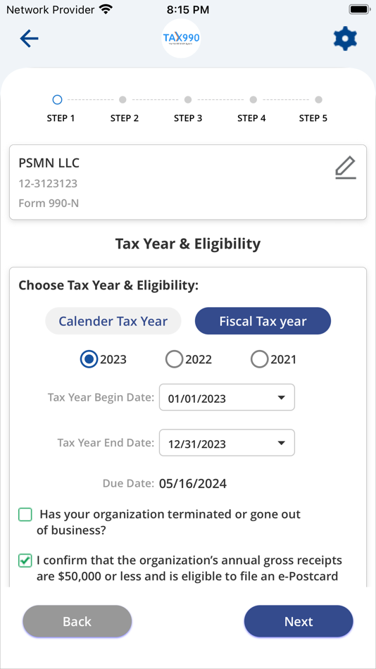 #4. E-File Form 990-N (iOS) Podle: Span Enterprises LLC