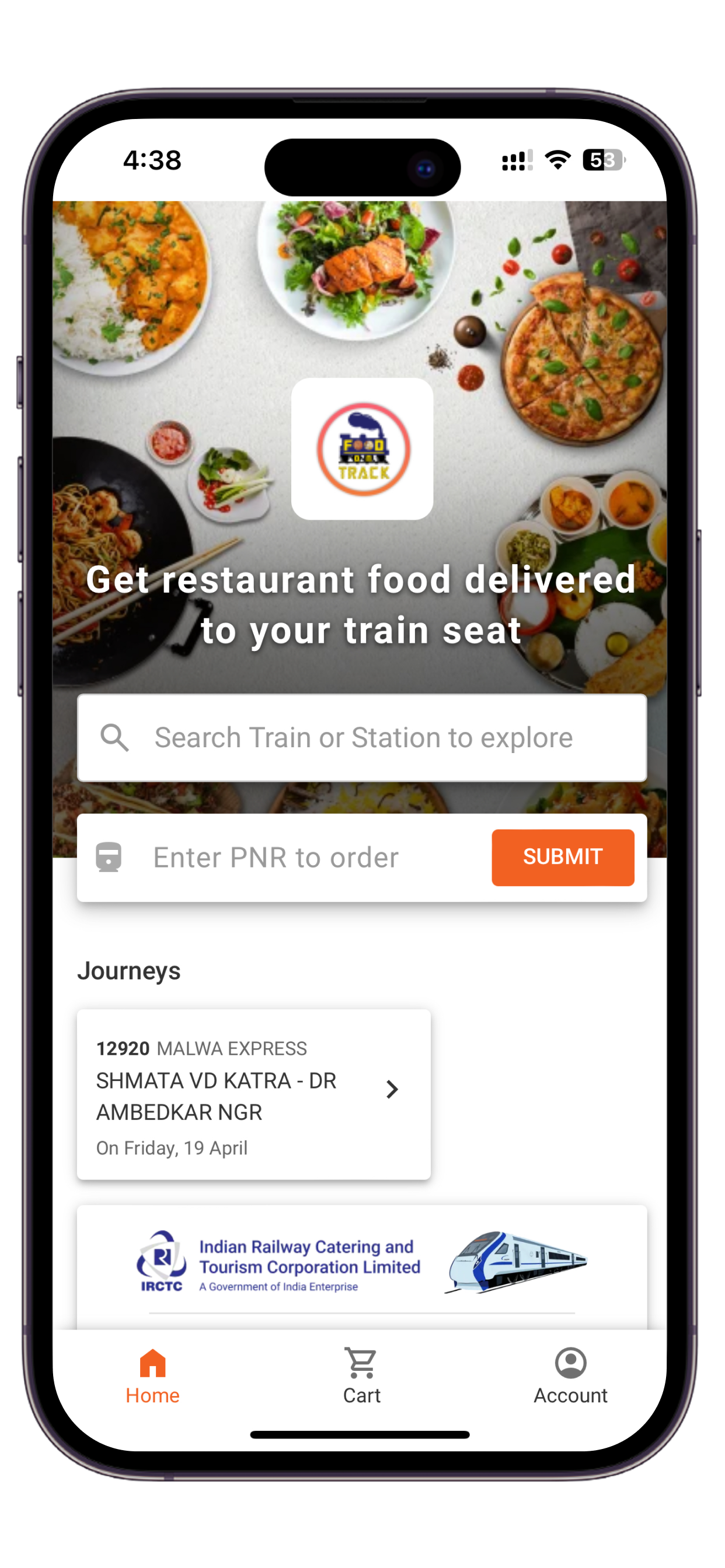 IRCTC eCatering Food on Track