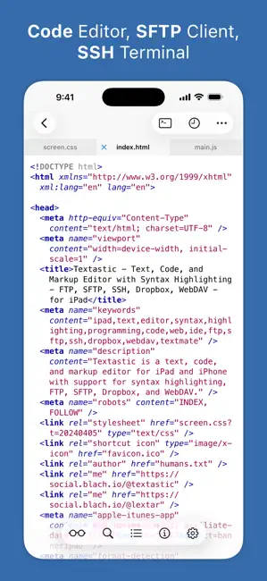 Textastic Code Editor iPhone screenshot 1