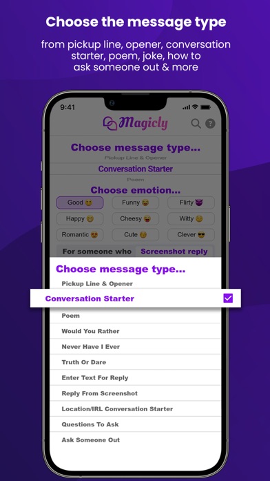 MAGICLY - AI Dating Chat Coach Screenshot