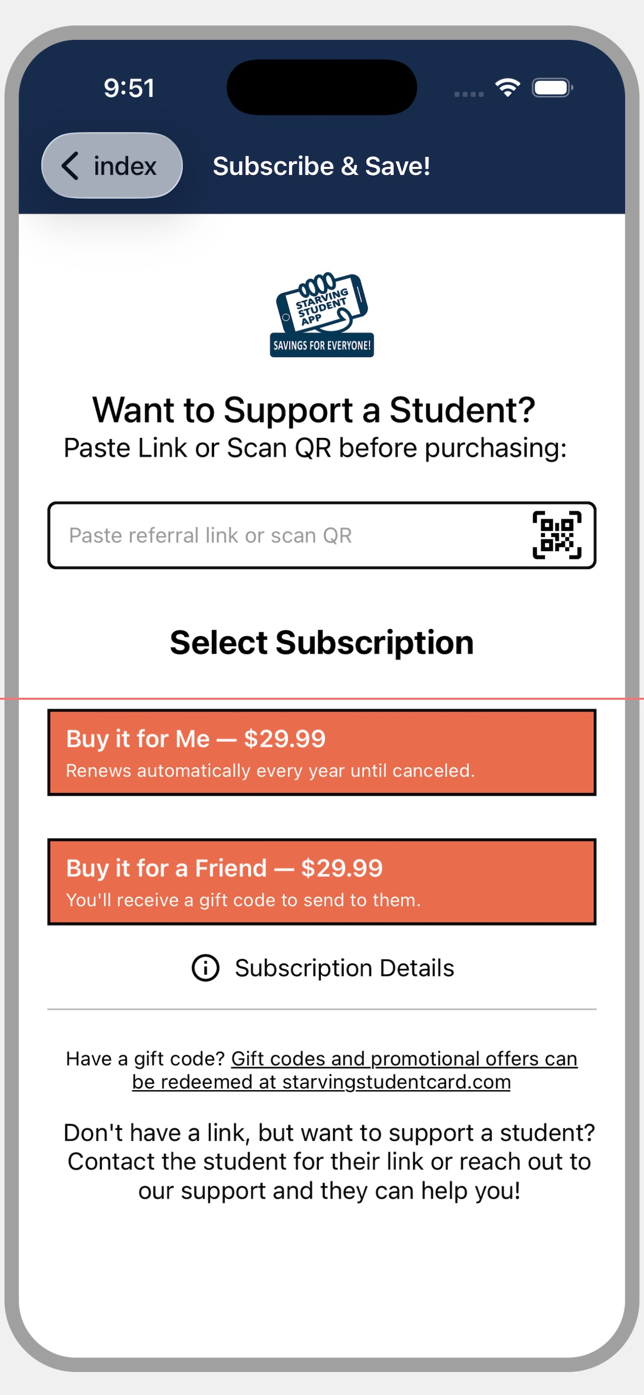 Starving Student Card App screenshot 4