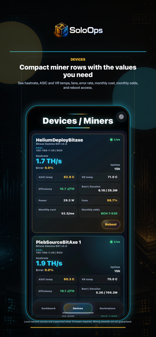 SoloOps: Miner Dashboard Screenshot 2 of 4