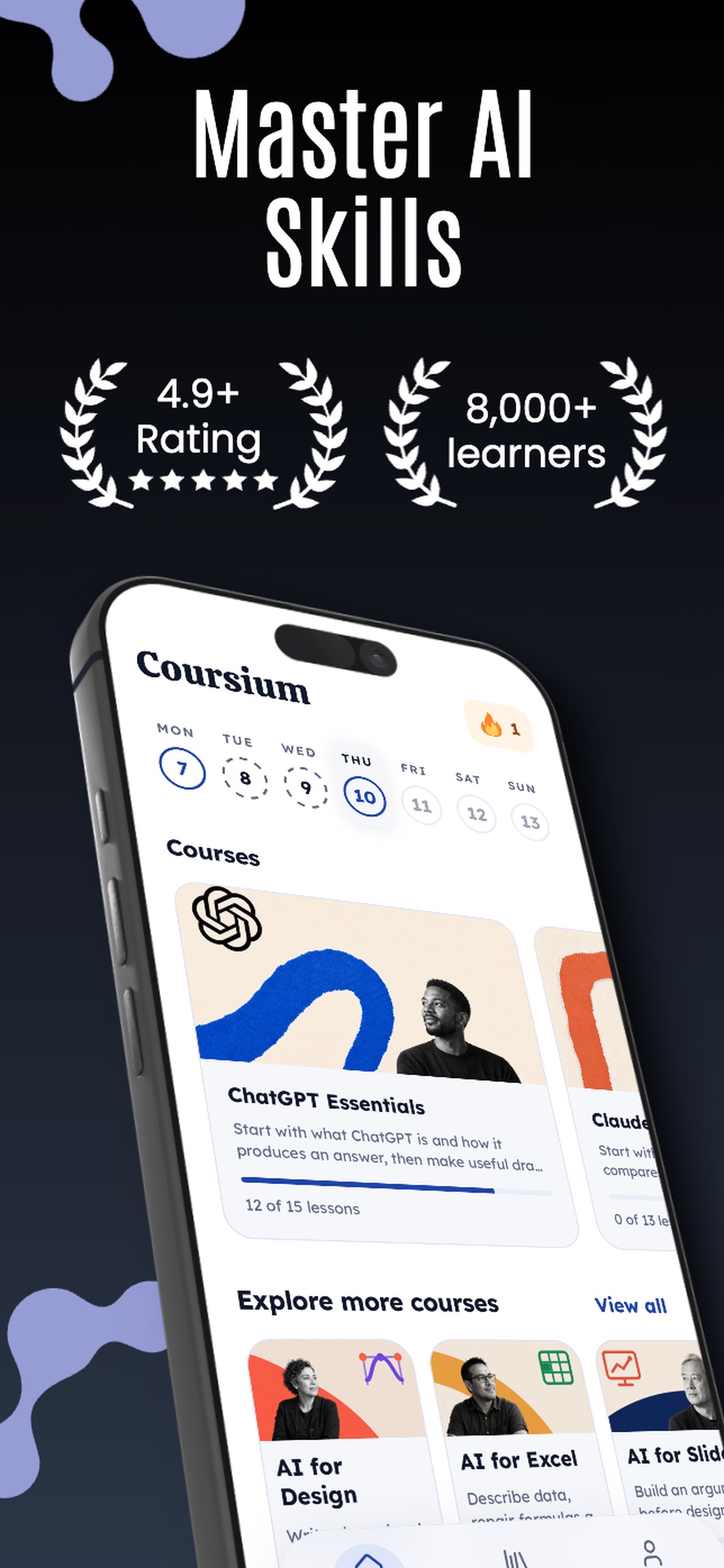 Screenshot 1 of Coursium: Learn AI Skills