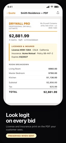 Drywall Pro: Quote & Estimate Screenshot 9 of 10