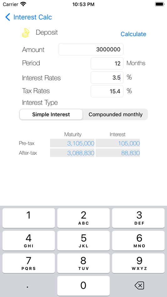 #1. Interest Calculator (deposits) (iOS) By: Seong Eon Kim