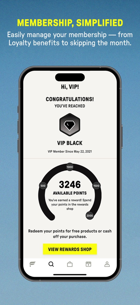 Fabletics: Premium Activewear - Users can easily monitor their 'VIP BLACK' status and track their 'Available Points' for rewards redemption.