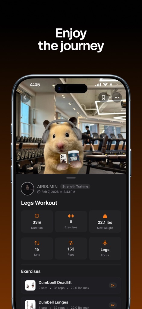 Built Workout - The app provides a comprehensive workout overview, detailing session duration, exercises performed, and a clear exercise breakdown with sets and reps for thorough analysis.
