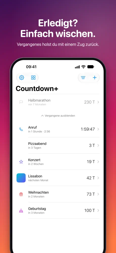 Countdown+ auf dem iPhone, Bildschirmfoto 5