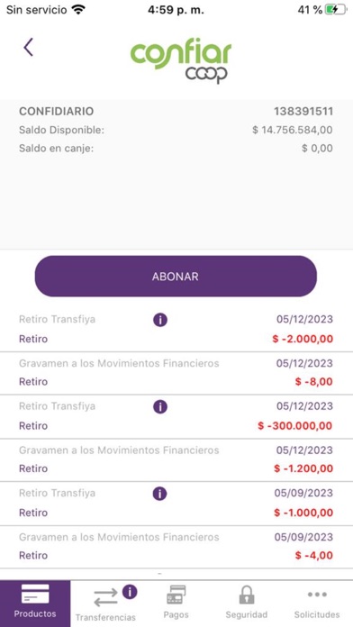 Confiar Móvil Screenshot