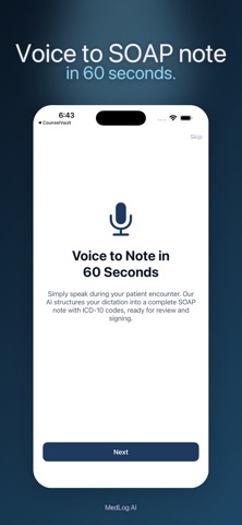 MedLog AI Clinical Scribe iPhone screenshot