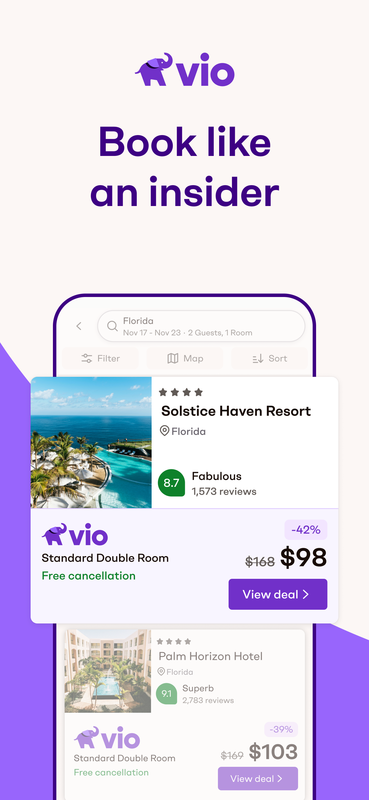 Vio: Hotels & travel deals