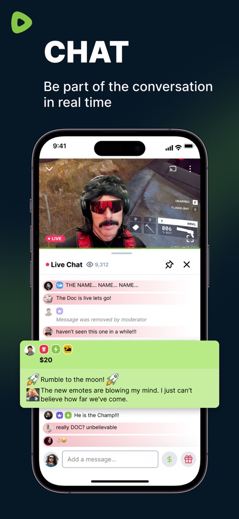 Rumble: Livestreams & Videos - Real-Time Live Chat
