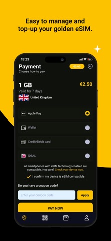 Golden eSIM - Global Internet iPhone screenshot