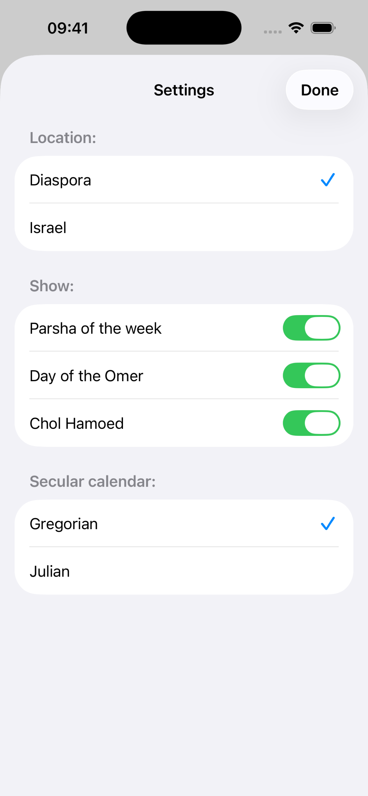 Original Jewish Calendar screenshot 3