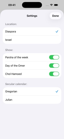 Original Jewish Calendar iPhone screenshot