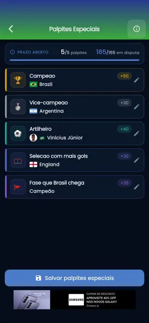Bolão Copa 2026: Palpites iPhone screenshot 3