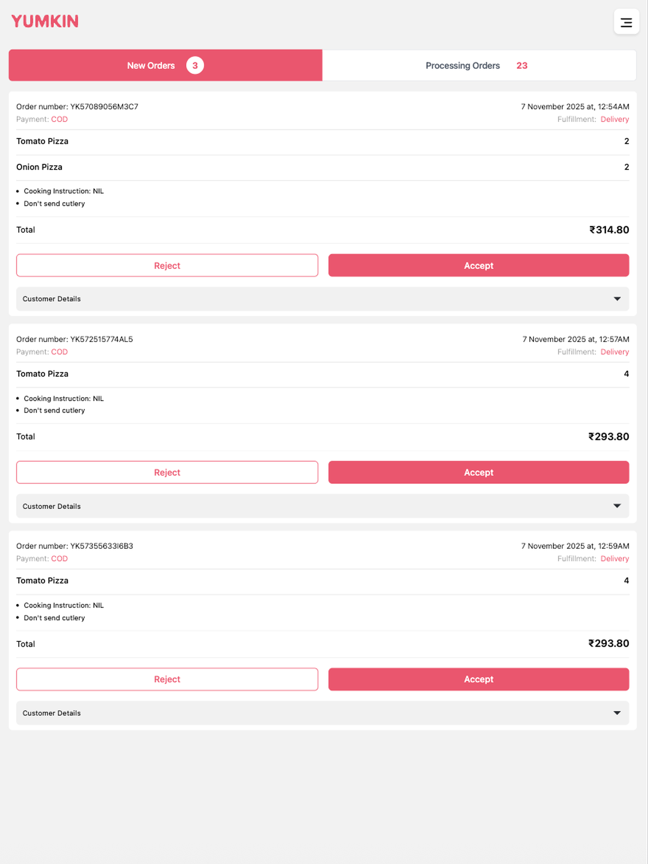 Yumkin: Partner App