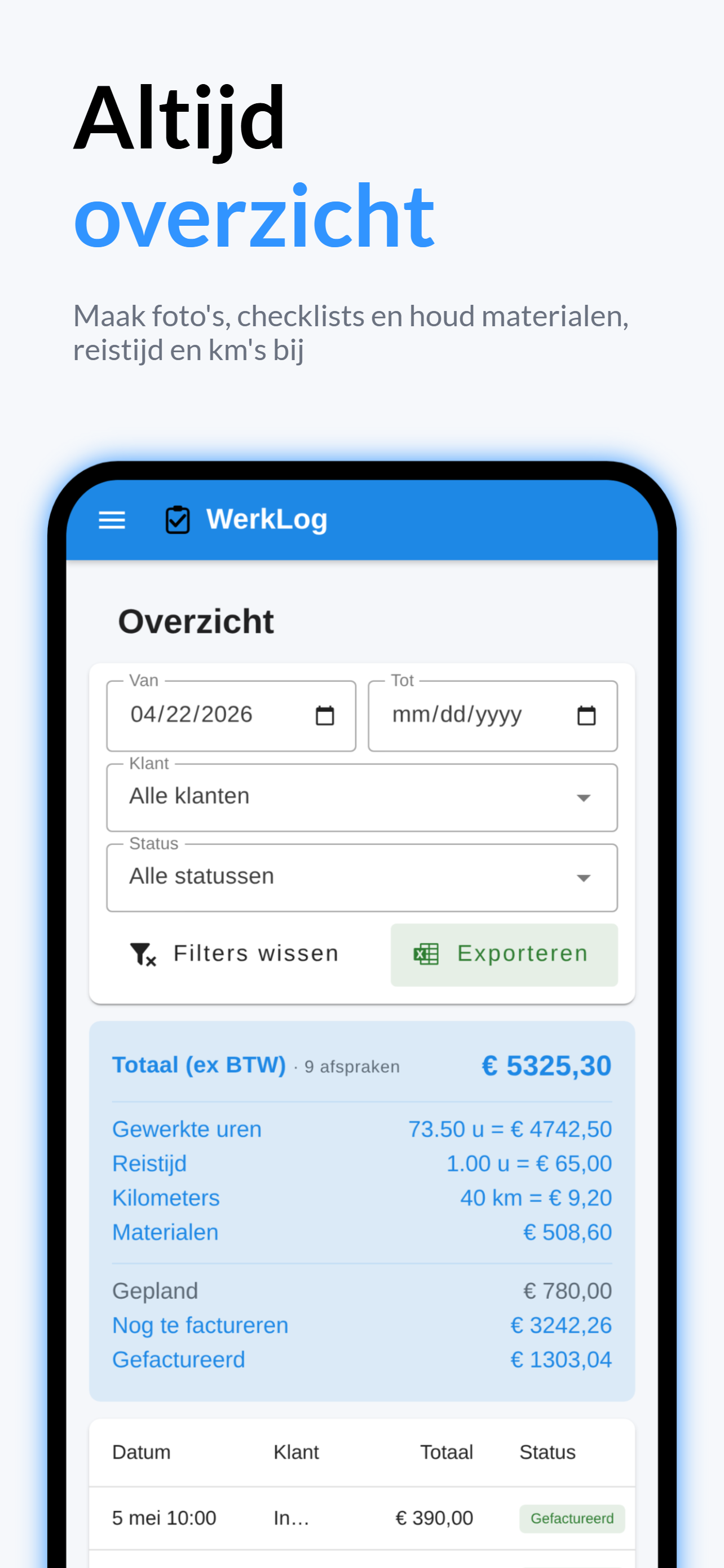WerkLog screenshot 2
