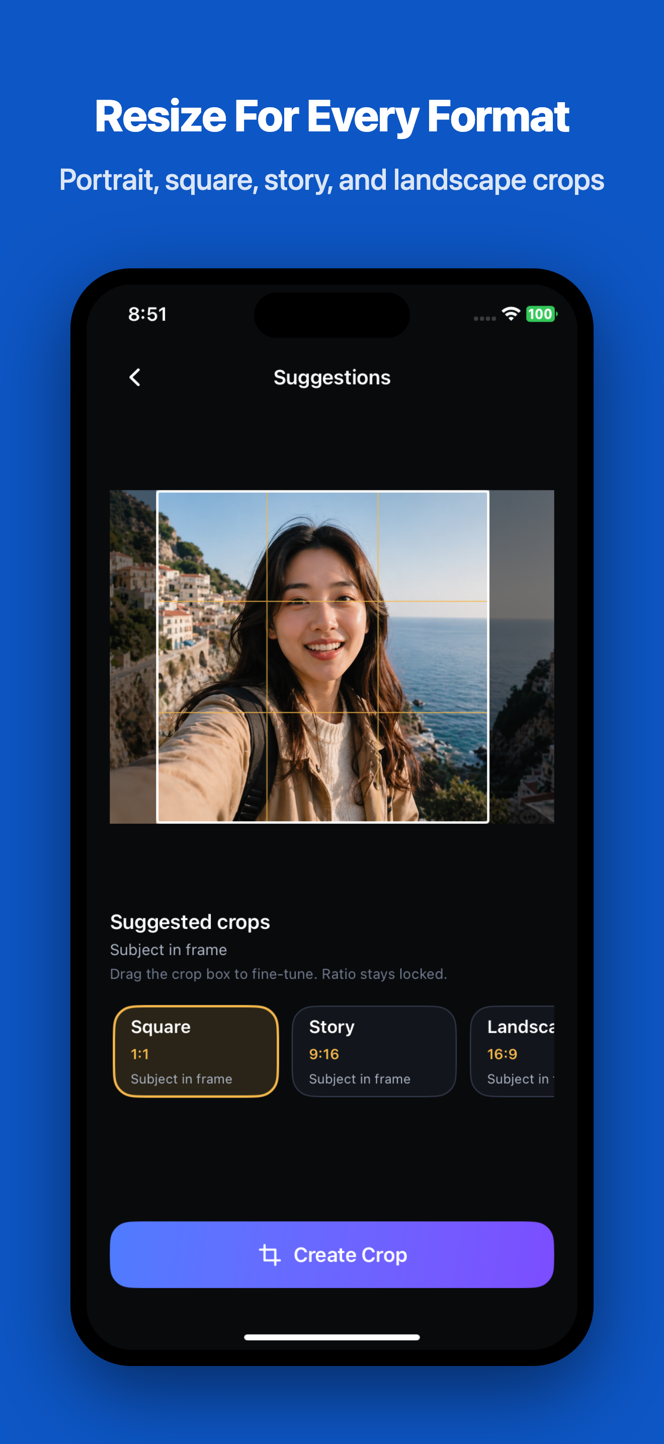 Smart Photo Crop & Resize