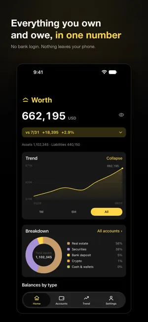 Worth — Net Worth Tracker screenshot 1