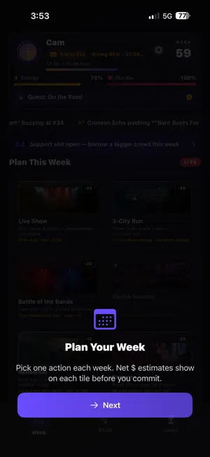 Headliner - Band Sim screenshot 2