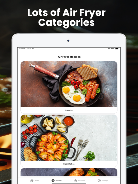 Air Fryer Recipes - Low Fat iPad screenshot 1 - Food & Drink app