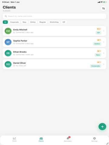 Client Notes iPad screenshot