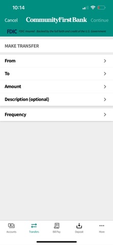 Community First Bank NI LA iPhone screenshot