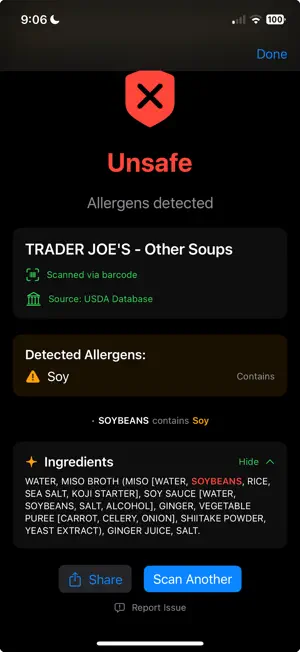 Food Allergy Scan AllergySnap screenshot 3