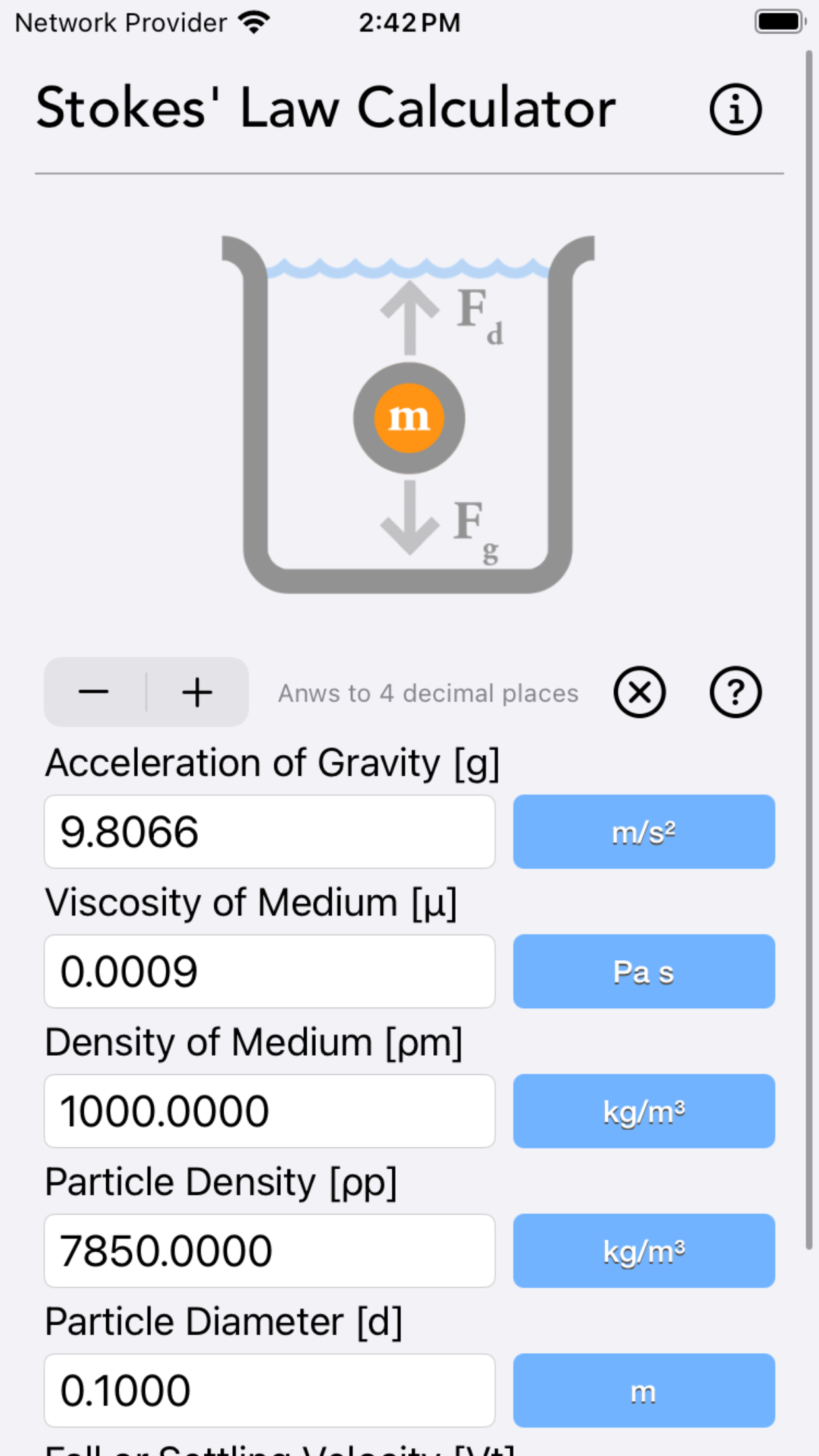 Stokes Law Calculator