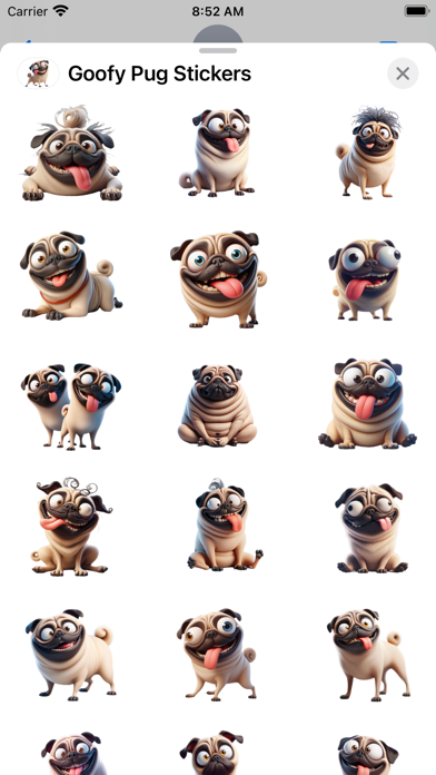 Screenshot 2 of Goofy Pug Stickers App